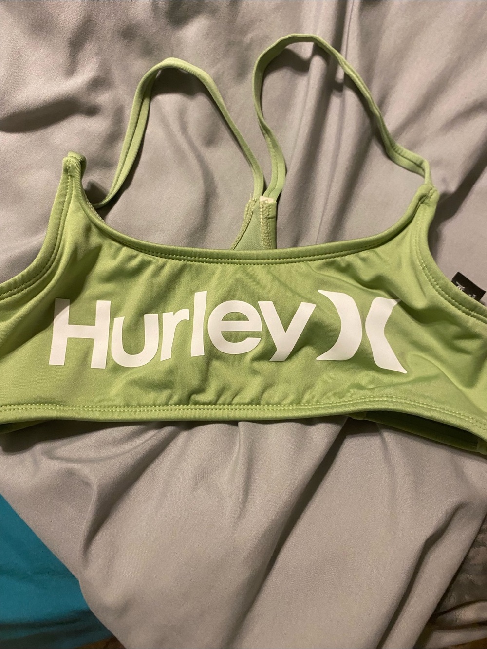 Hurley Lime Green Women's Swim Bikini Top with White Logo